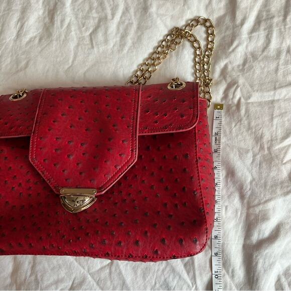 Imoshion Red Faux Ostrich Chain Link Handbag - Picture 9 of 16
